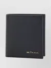 Kiton Compact Saffiano Leather Wallet With Textured Finish In Black