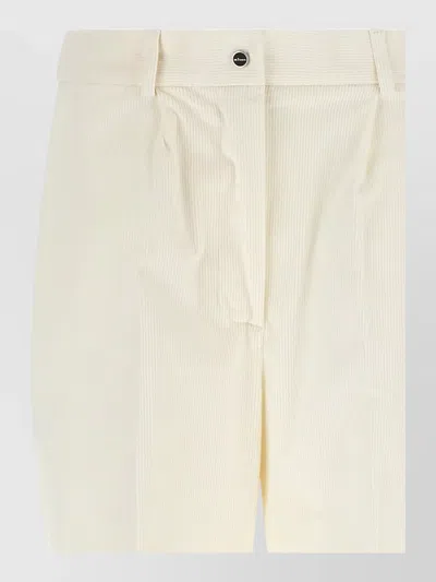 Kiton Corduroy Pleated Tapered Tailored Trousers In White