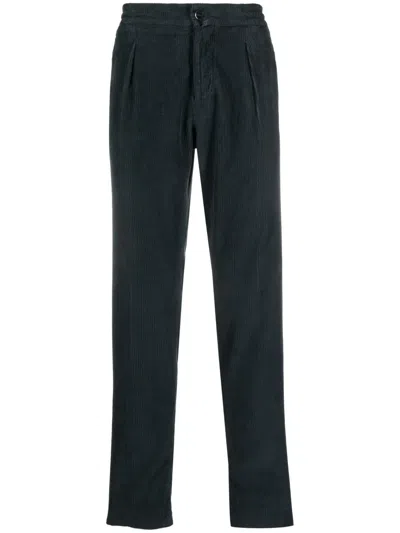Kiton Corduroy Slim-cut Trousers In Blue