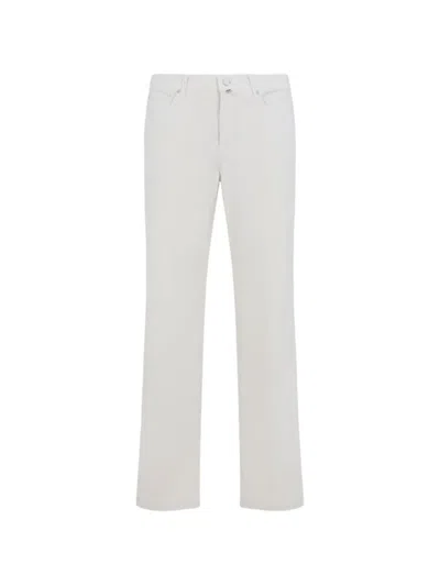 Kiton Cotton Corduroy Straight Leg Five Pocket Pants In White