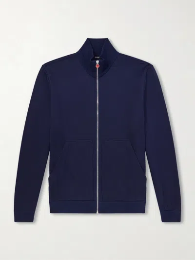 Kiton Cotton And Silk-blend Zip-up Sweater In Blue