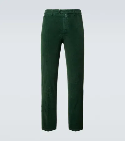 Kiton Cotton-blend Corduroy Slim Pants In Green