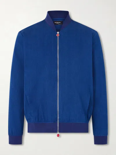 Kiton Cotton Bomber Jacket In Blue