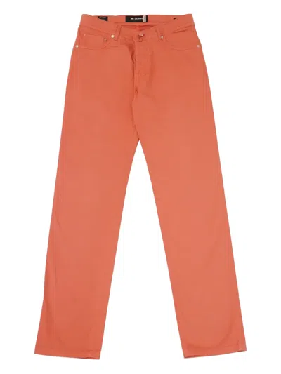 Kiton Cotton Slim Fit Chino Pants In Orange