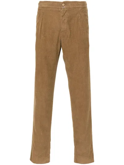 Kiton Cotton Corduroy Slim-cut Trousers In Brown