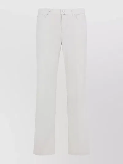 Kiton Cotton Corduroy Straight Leg Five Pocket Pants In White