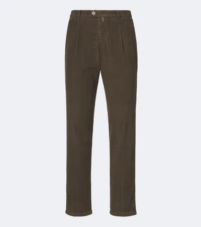 Kiton Cotton Corduroy Tapered Pants In Brown