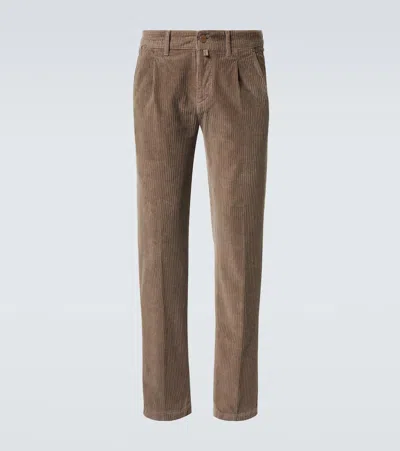 Kiton Cotton Corduroy Tapered Pants In Brown