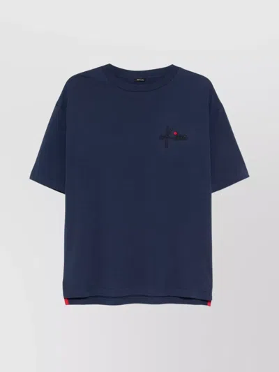 Kiton Cotton Crew Neck T-shirt In Blue