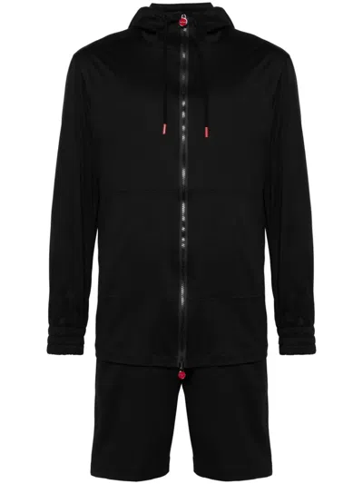 Kiton Cotton Hoodie And Shorts Set In Black