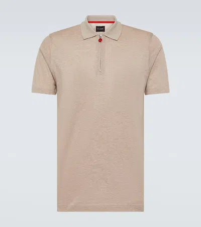 Kiton Cotton Jersey Polo Shirt In Beige