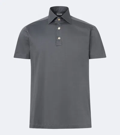 Kiton Cotton Jersey Polo Shirt In Gray