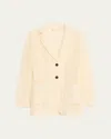 Kiton Cotton Macrame Single-breasted Jacket In Yellow