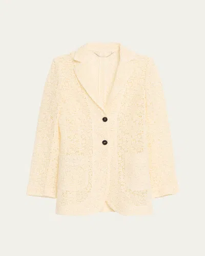 Kiton Cotton Macrame Single-breasted Jacket In Yellow