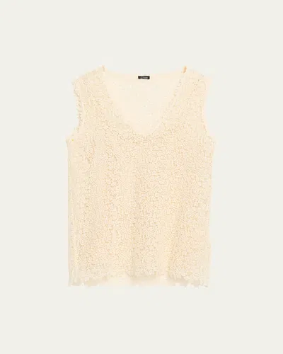 Kiton Cotton Macrame Tank Top In Yellow