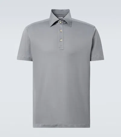 Kiton Cotton Polo Shirt In Gray