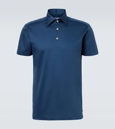 Kiton Cotton Polo Shirt In Blue