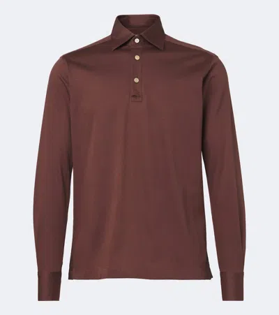 Kiton Cotton Polo Shirt In Brown