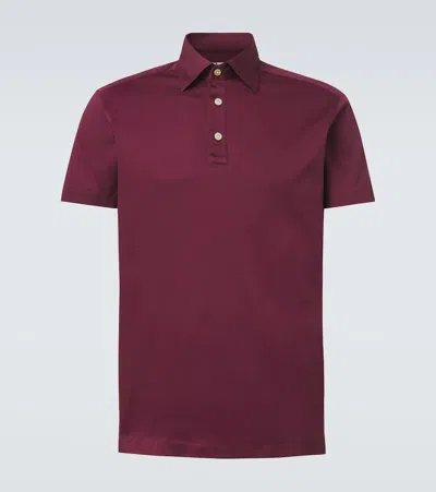 Kiton Cotton Polo Shirt In Burgundy