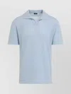 Kiton Cotton Polo Shirt Perforated Fabric In Blue