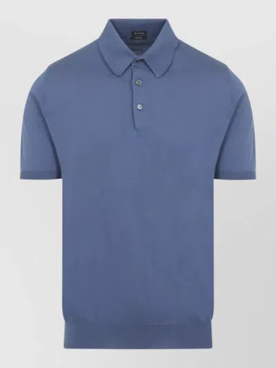 Kiton Cotton Polo Shirt Pointed Collar In Blue