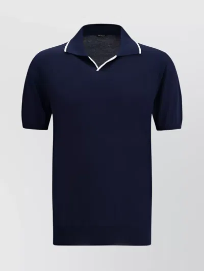 Kiton Cotton Polo Shirt In Blue