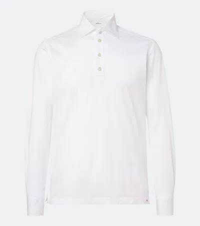 Kiton Cotton Poplin Polo Top In White