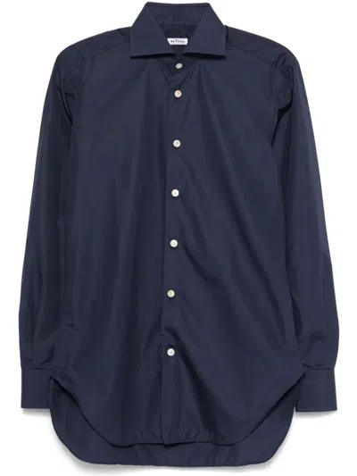 Kiton Cotton Shirt In Dk Blu