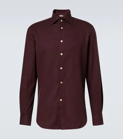 Kiton Cotton Shirt In Burgundy