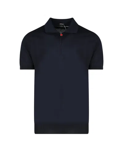 Kiton Cotton Shirt Polo In Blue