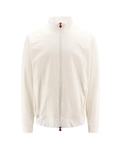 Kiton Cotton Sweatshirt With Iconic Enamelled Sliders In Neutrals