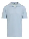 Kiton Cotton Polo Shirt Perforated Fabric In Blue