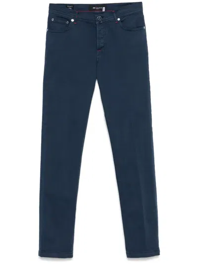 Kiton Cotton Trousers In Blue
