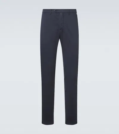 Kiton Cotton-blend Chinos In Blue