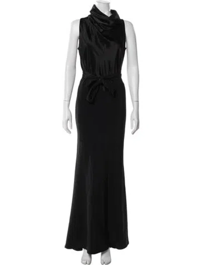Pre-owned Kiton Cowl Neck Long Dress In Black