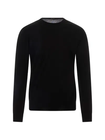 Kiton Crew Neck Long-sleeve Sweater In Black