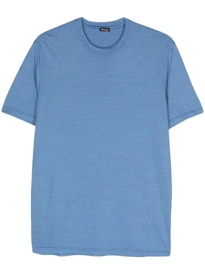 Kiton Crew-neck Mélange T-shirt In Blue