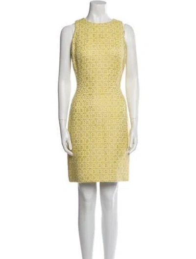 Pre-owned Kiton Crew Neck Mini Dress In Yellow