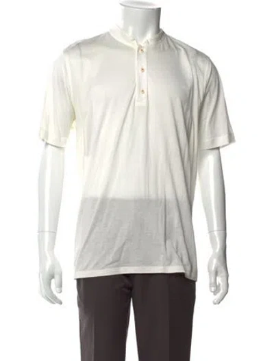 Pre-owned Kiton Crew Neck Short Sleeve Henley In White