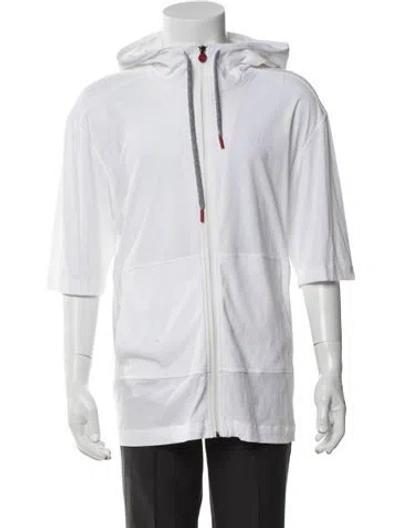 Pre-owned Kiton Crew Neck Short Sleeve Hoodie In White