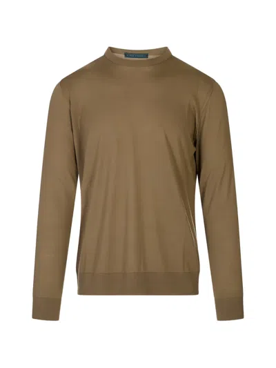 Kiton Crew-neck Long-sleeve Sweater In Brown