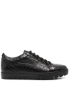 Kiton Crocodile-embossed Leather Sneaker In Black