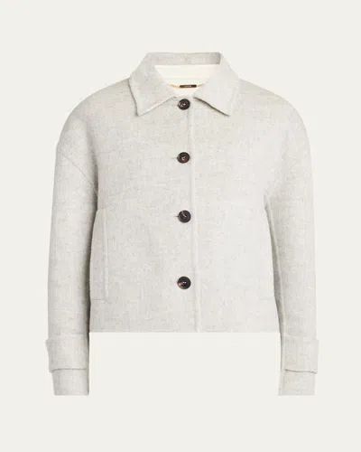 Kiton Cropped Cashmere Jacket In White