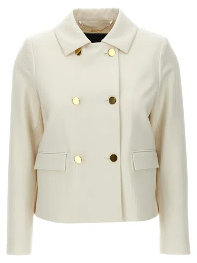Kiton Cropped Double-breasted Jacket In White
