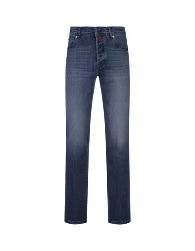 Kiton Logo-tag Tapered Jeans In Blue