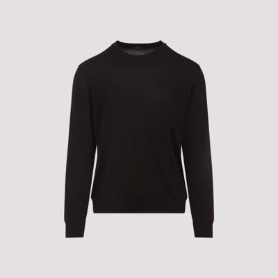 Kiton Dark Brown Long Sleeves Sweater In Black