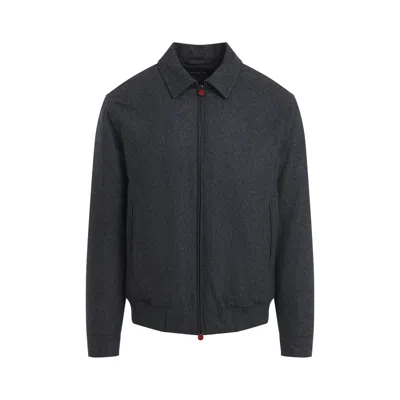 Kiton Dark Grey Bomber Jacket In Blue