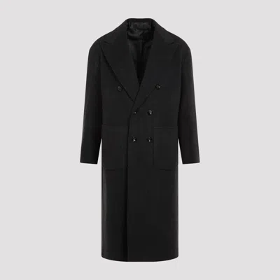 Kiton Dark Grey Tib Virgin Wool Coat