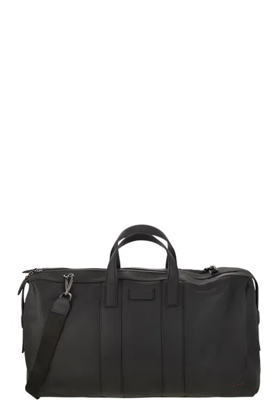 Kiton Deerskin Duffle Handbag In Black