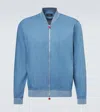 Kiton Denim Bomber Jacket In Blue